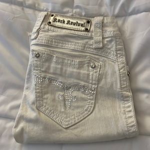 Rock Revival Alda Bermuda white jean shorts size 28